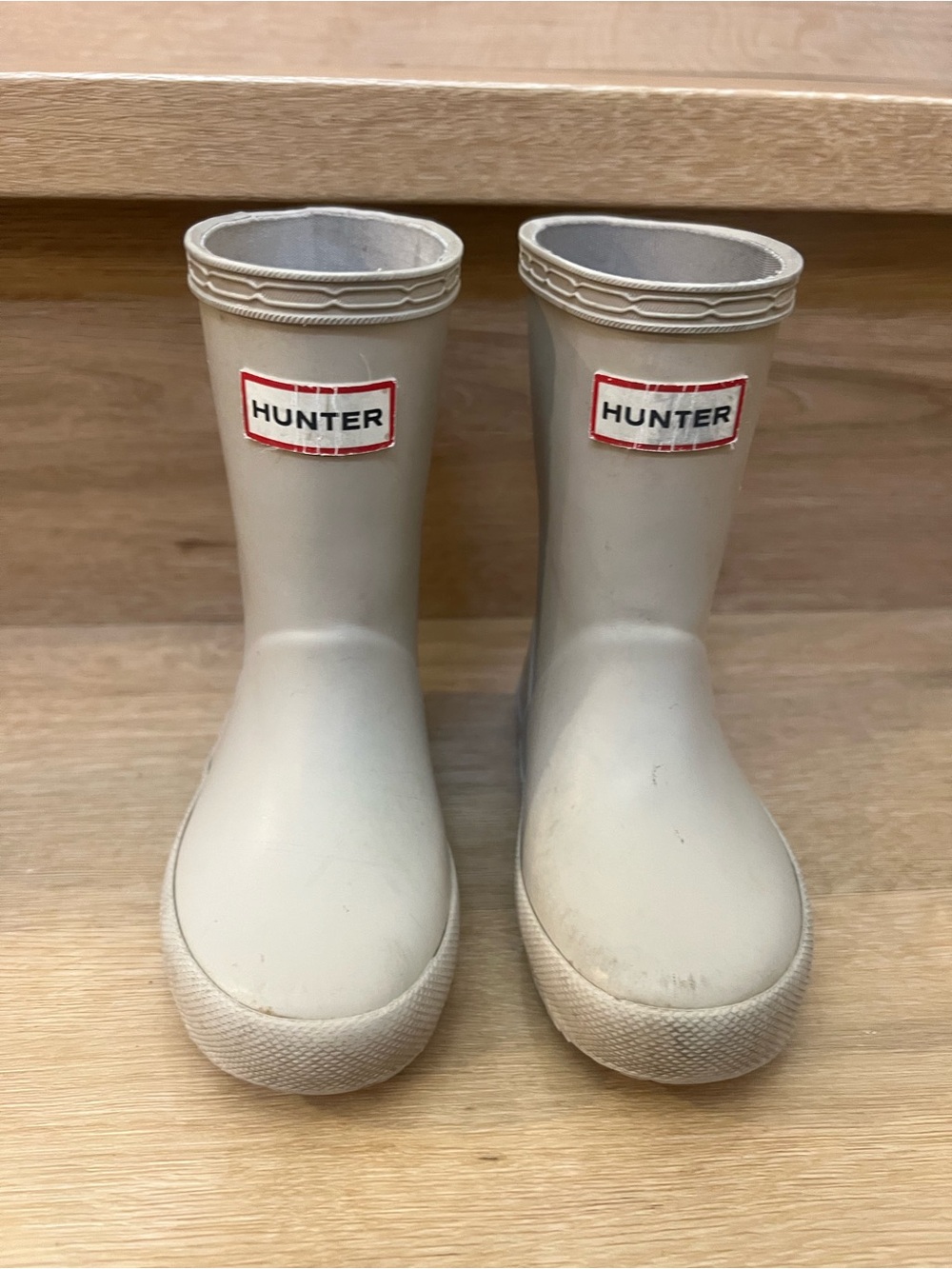 Hunter first classic nebula Kids Light pale gold Rain Boots with Red Logo